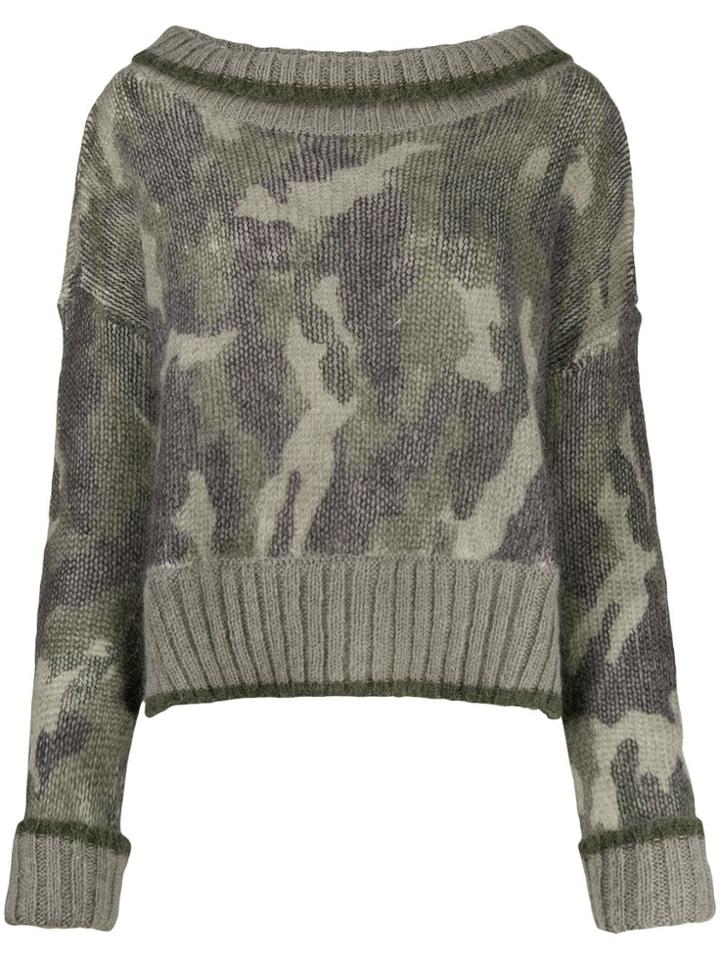 Twin-set Oversized Camouflage Jumper - Green