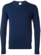 Aspesi V Neck Sweater, Men's, Size: 54, Blue, Cotton