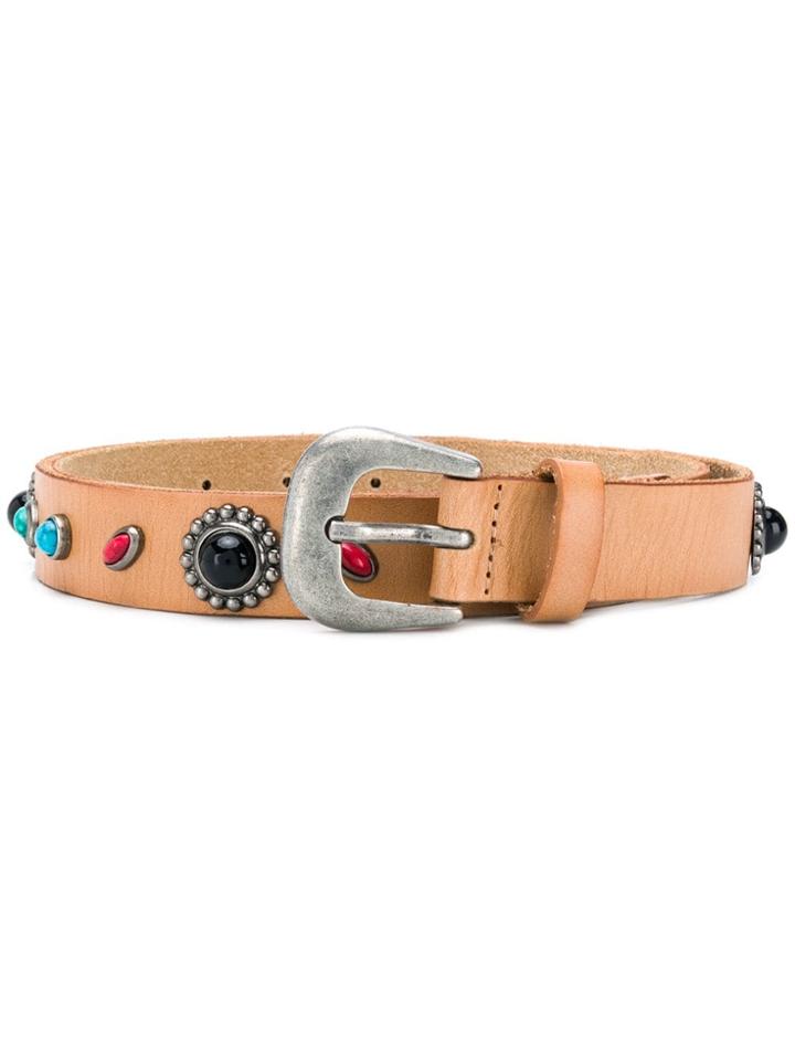 Twin-set Stone Embellished Belt - Brown