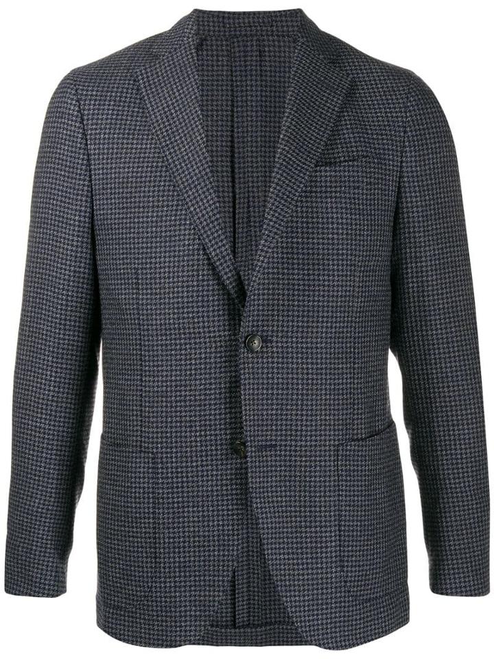 Dell'oglio Houndstooth Fitted Blazer - Blue