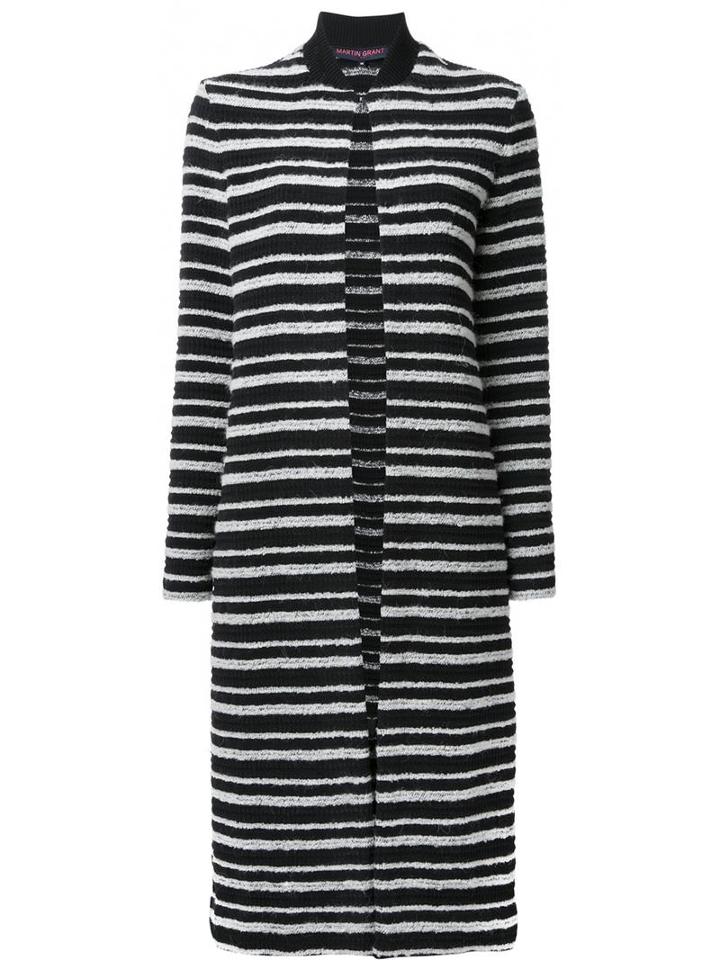 Martin Grant Striped Cardi-coat, Women's, Size: 40, Black, Cotton/polyamide/polyester/spandex/elastane