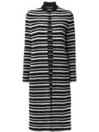 Martin Grant Striped Cardi-coat, Women's, Size: 40, Black, Cotton/polyamide/polyester/spandex/elastane