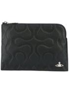 Vivienne Westwood Red Label - Embossed Clutch - Women - Cotton/calf Leather - One Size, Black, Cotton/calf Leather