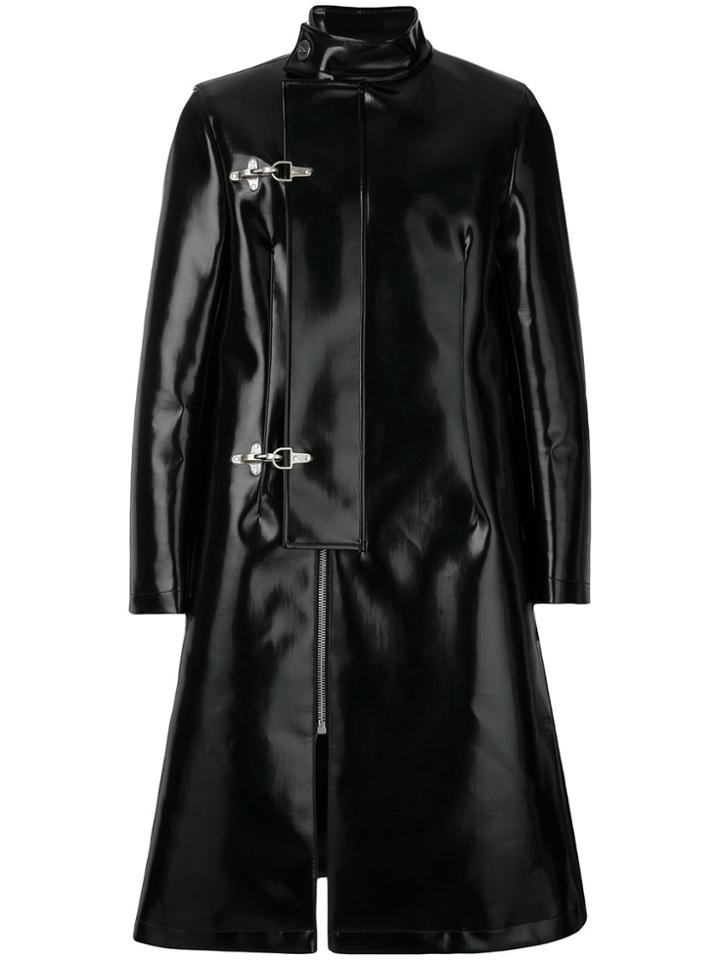 Raf Simons Patent Buckle Coat - Black