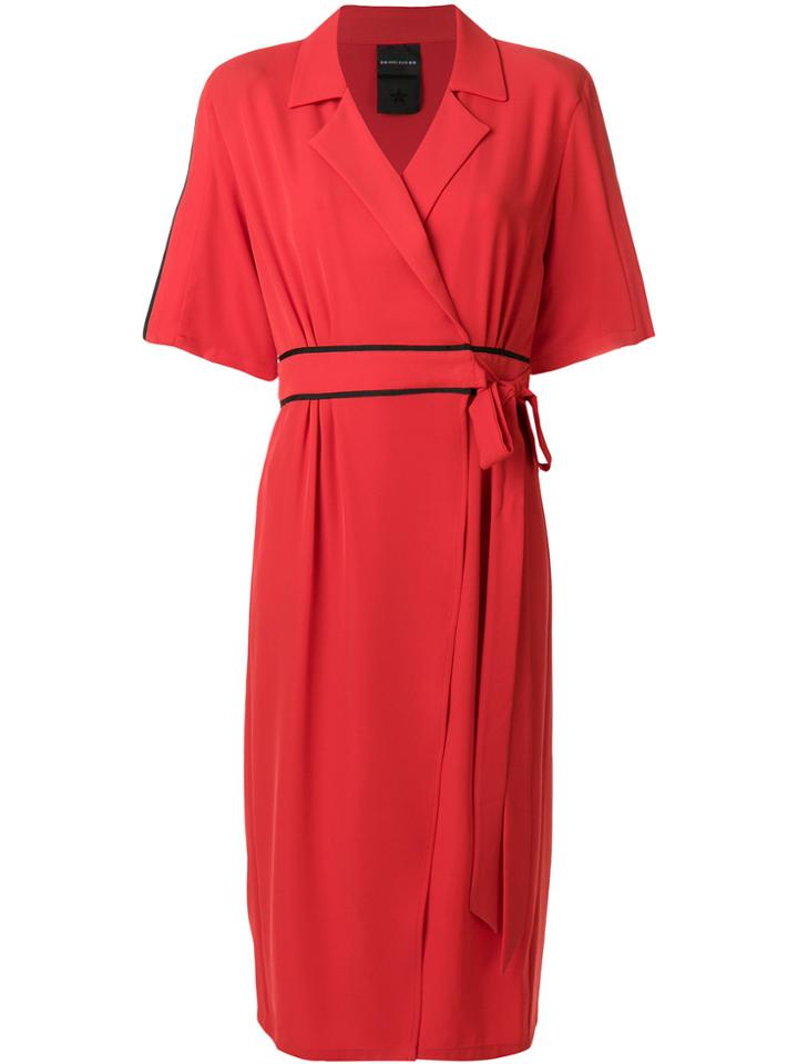 Marc Ellis Wrap Front Contrast Trim Dress - Red