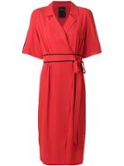 Marc Ellis Wrap Front Contrast Trim Dress - Red