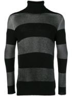 Avant Toi Striped Turtleneck Sweater - Black