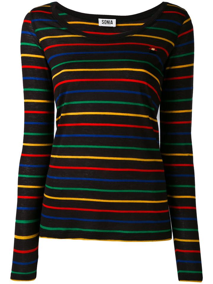 Sonia By Sonia Rykiel - Striped Knit Jumper - Women - Lyocell/wool - Xs, Black, Lyocell/wool