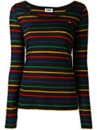 Sonia By Sonia Rykiel - Striped Knit Jumper - Women - Lyocell/wool - Xs, Black, Lyocell/wool