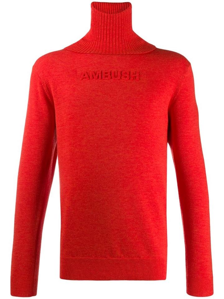 Ambush Raised Logo Turtleneck Jumper - Orange