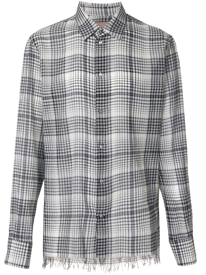 Federico Curradi Checkered Fringed Hem Shirt - Black