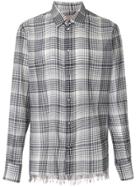 Federico Curradi Checkered Fringed Hem Shirt - Black