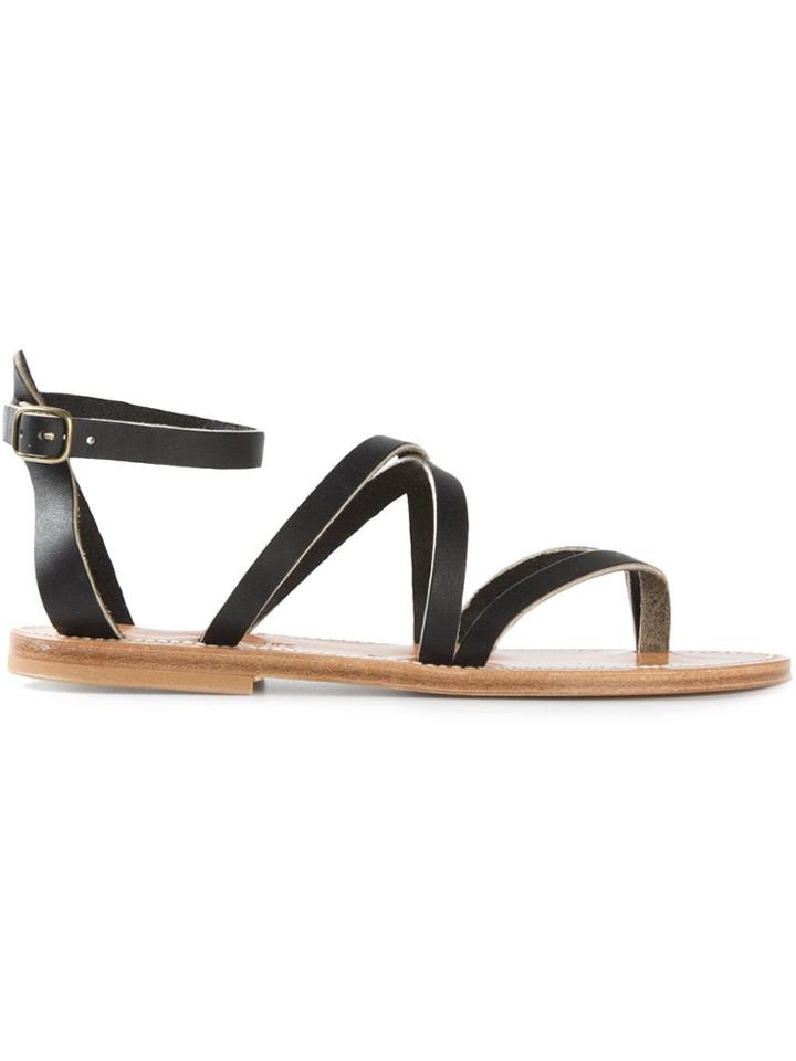 K. Jacques Strappy Flat Sandals - Black