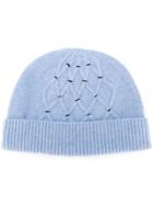 N.peal Lattice-knit Beanie Hat - Blue