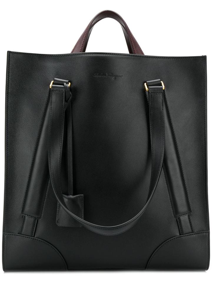 Salvatore Ferragamo Embossed Logo Tote Bag - Black