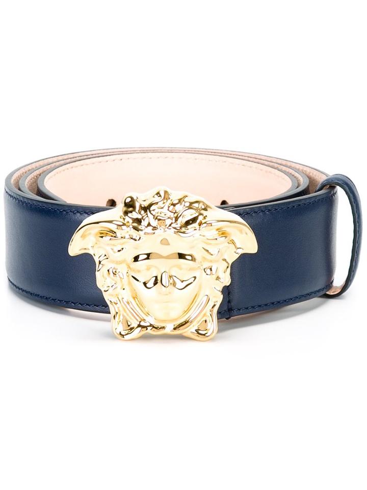 Versace 'palazzo Medusa' Belt, Men's, Size: 90, Blue, Leather/metal