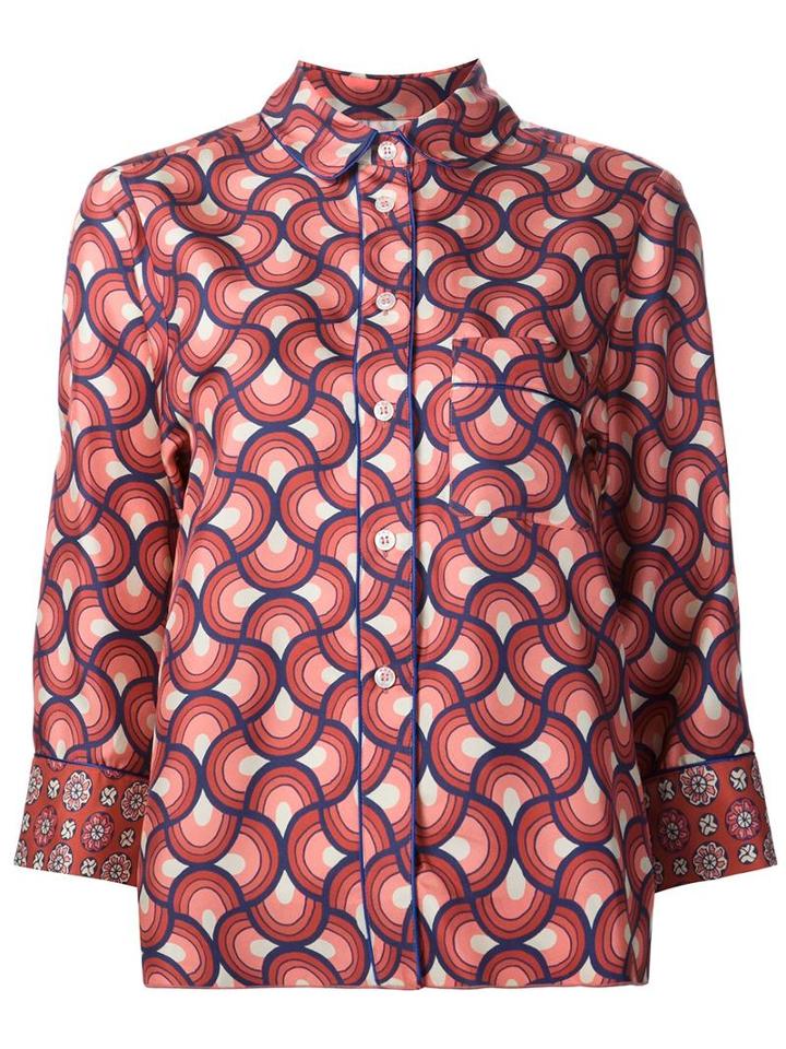 F.r.s For Restless Sleepers Geometric Pattern Shirt, Women's, Red, Silk