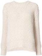 Closed Ribbed Knit Top - White