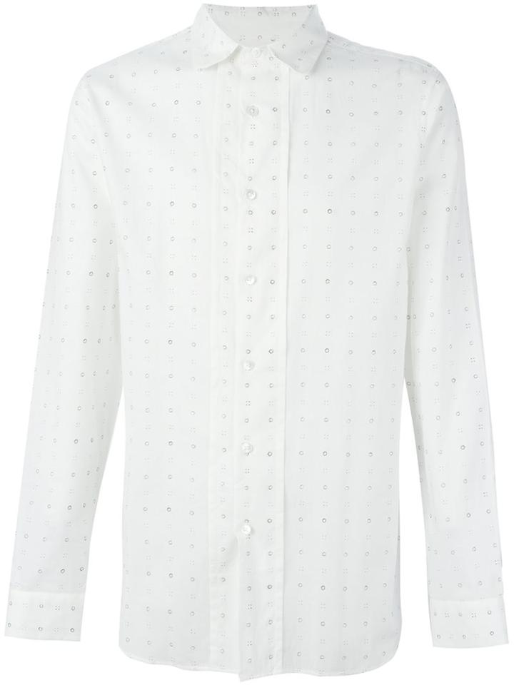 Ann Demeulemeester Blanche Micro Pattern Shirt, Men's, Size: Medium, White, Cotton