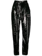 Versus High Rise Sequin Trousers - Black