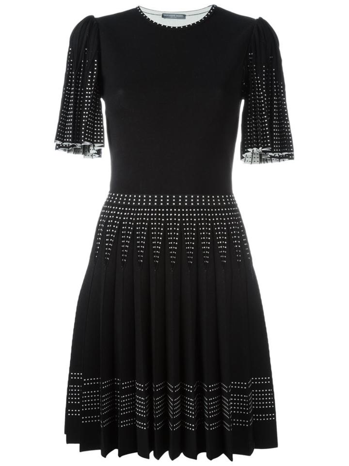 Alexander Mcqueen Pleated Knit Dress, Women's, Size: Xs, Black, Polyamide/spandex/elastane/viscose/wool