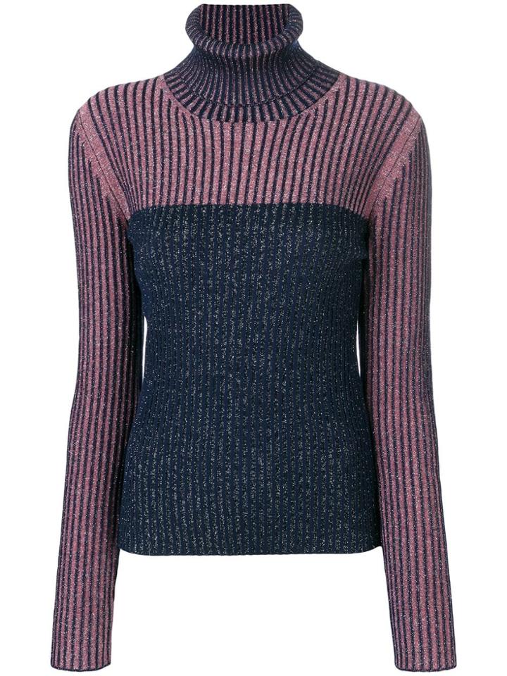Sportmax Ribbed Lurex Turtleneck Sweater - Blue