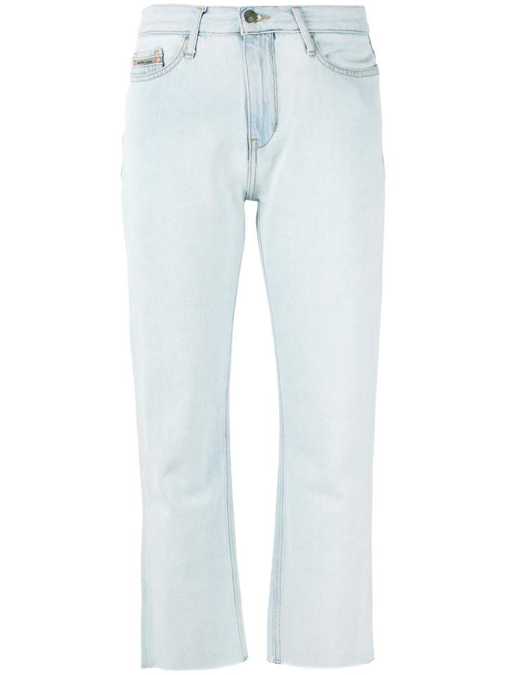 Calvin Klein Jeans - Cropped Flair Jeans - Women - Cotton - 28, Blue, Cotton