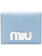 Miu Miu Logo Bi-fold Wallet - Blue
