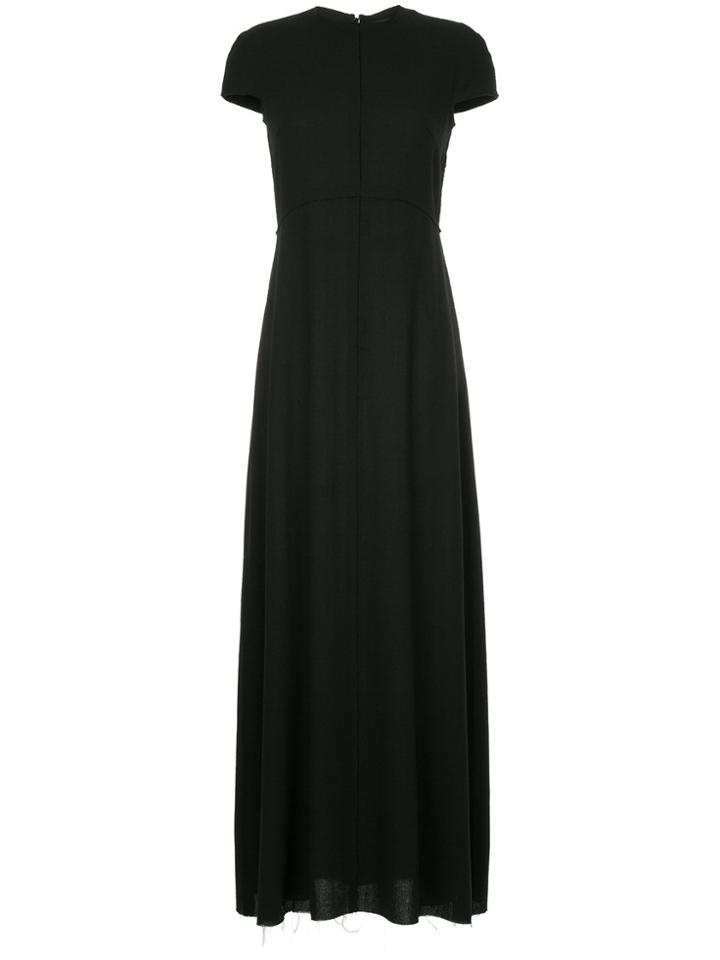 Rokh Raw Hem Flared Maxi Dress - Black