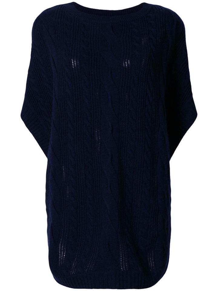 N.peal Cable Knit Poncho - Blue