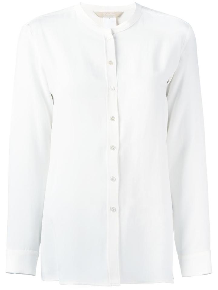 's Max Mara Collarless Shirt, Women's, Size: 40, White, Silk