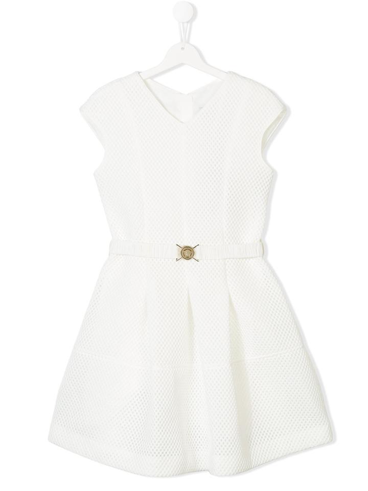 Young Versace Perforated Dress - White