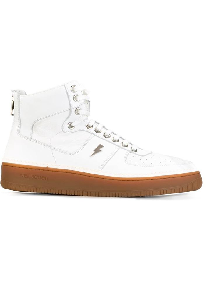 Neil Barrett City Hi-top Sneakers, Men's, Size: 44, White, Rubber/calf Leather