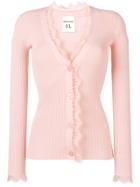 Semicouture Lace Trimmed Cardigan - Pink