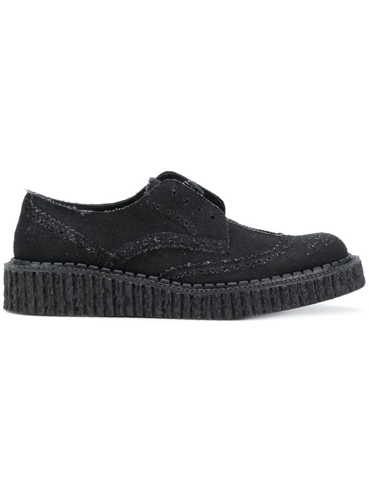 Yohji Yamamoto Ridged Platform Sole Zip Brogues - Black