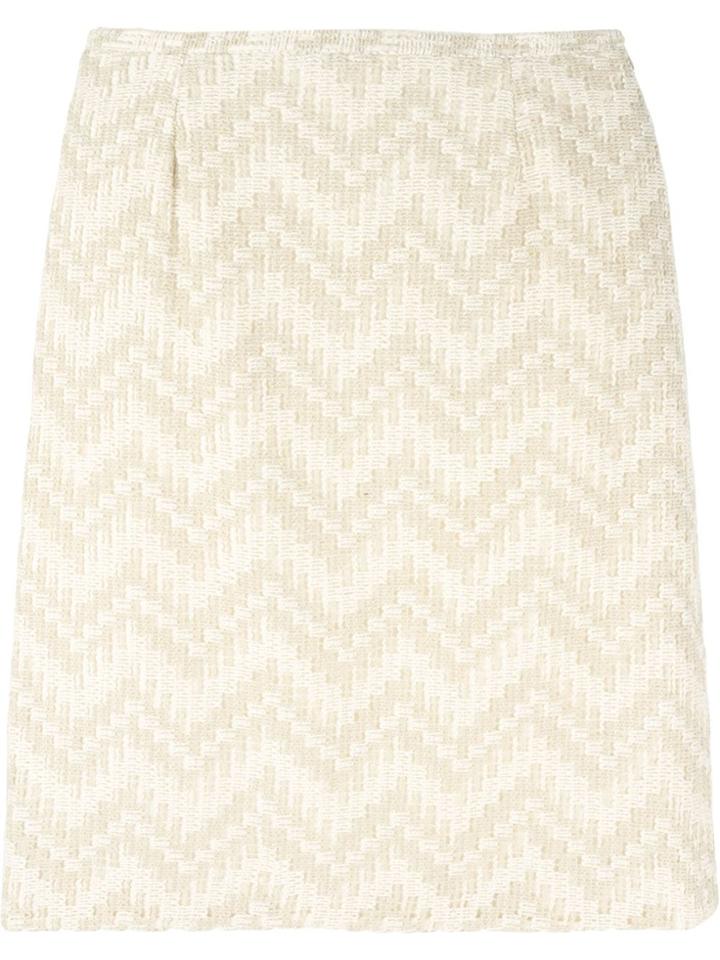 Jean Louis Scherrer Vintage Chevron Striped Skirt - Nude & Neutrals