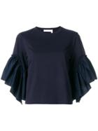 See By Chloé Contrast Ruffle Sleeve Blouse - Blue