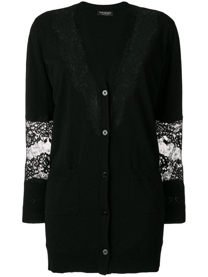Twin-set Lace Panels Cardigan - Black