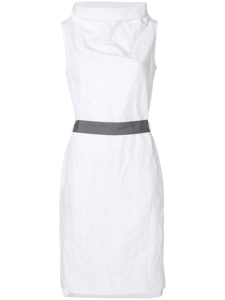 Antonelli Foldover Funel Cowl Neck Dress - White
