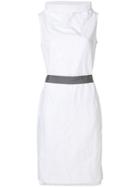 Antonelli Foldover Funel Cowl Neck Dress - White