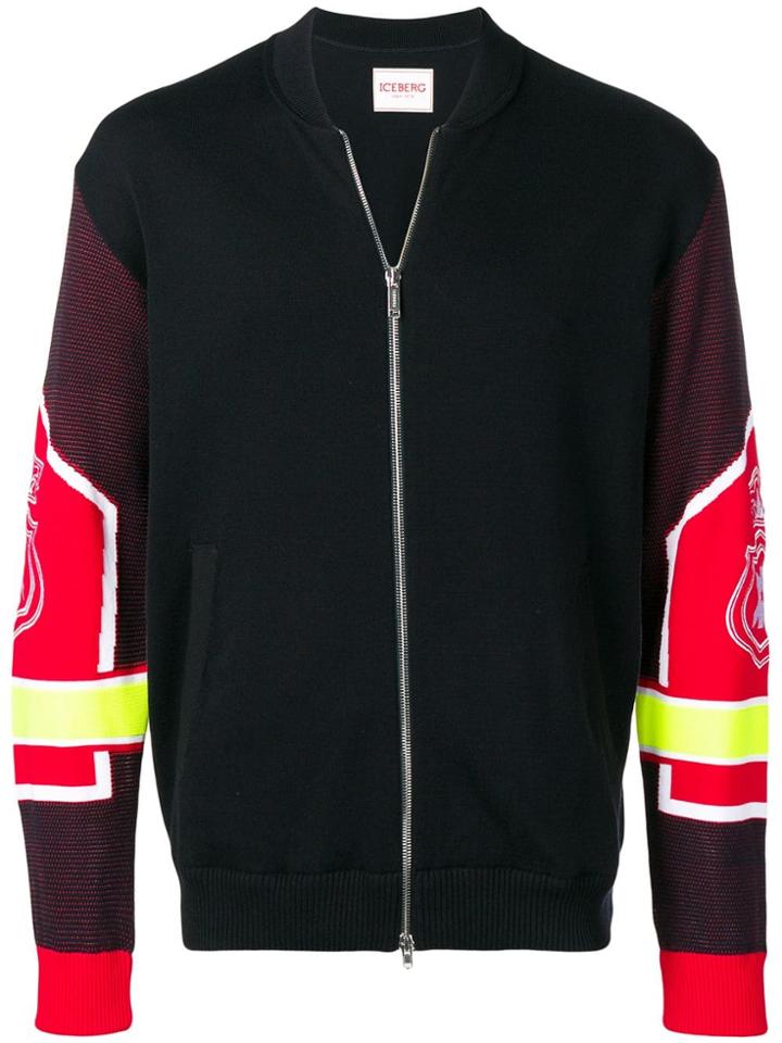 Iceberg Embroidered Logo Bomber Jacket - Blue
