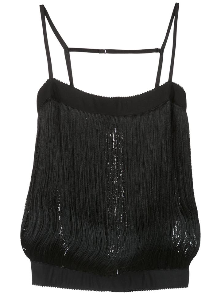 À La Garçonne Fringed Top - Black