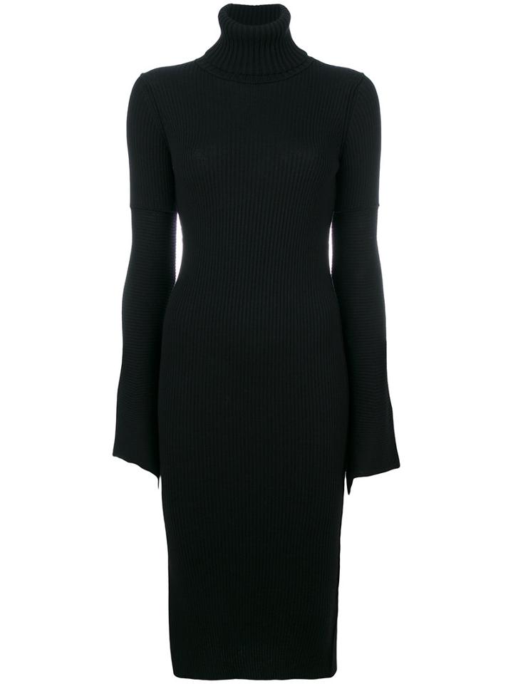 Dondup - Fitted Bell Sleeve Dress - Women - Wool - M, Black, Wool