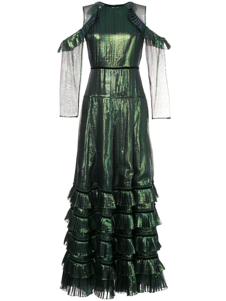 Huishan Zhang Layered Pleated Dress - Green