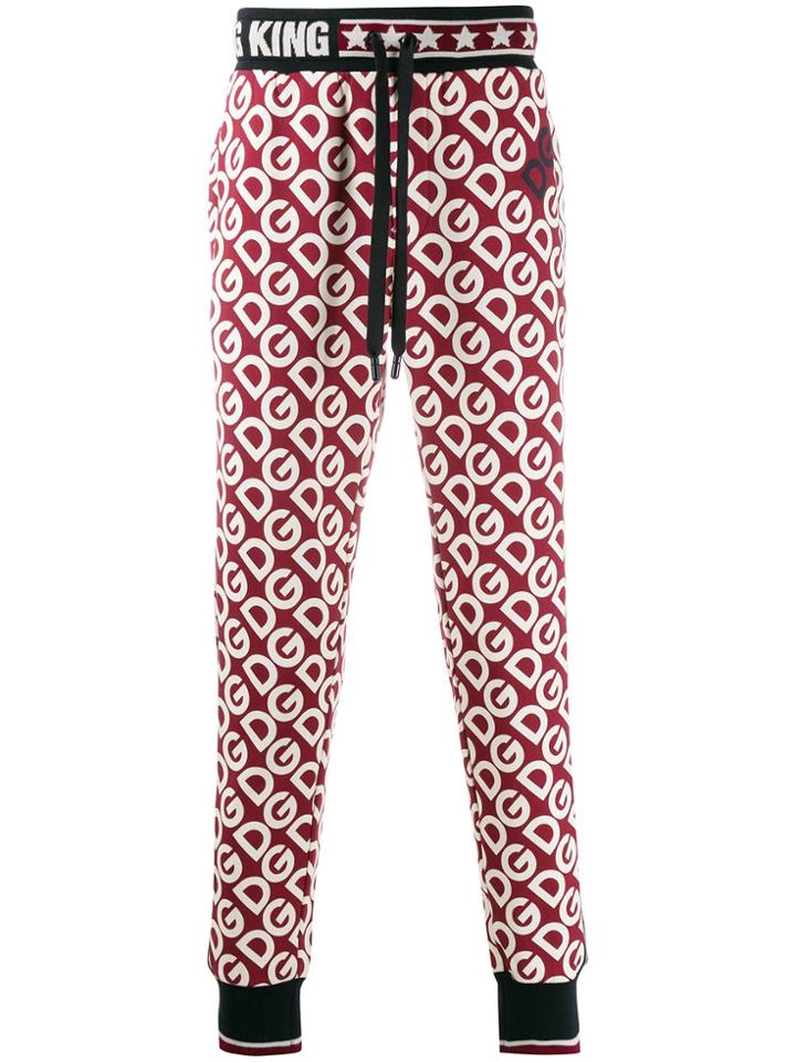 Dolce & Gabbana Logo Tape Monogram Print Track Pants - Red