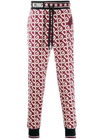 Dolce & Gabbana Logo Tape Monogram Print Track Pants - Red