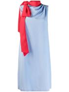 L'autre Chose Tie Neck Shift Dress - Blue