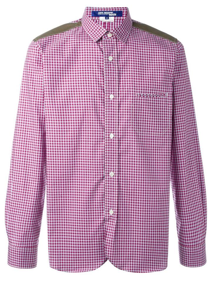 Junya Watanabe Comme Des Garçons Man Checked Shirt, Men's, Size: Large, Red, Cotton/polyester