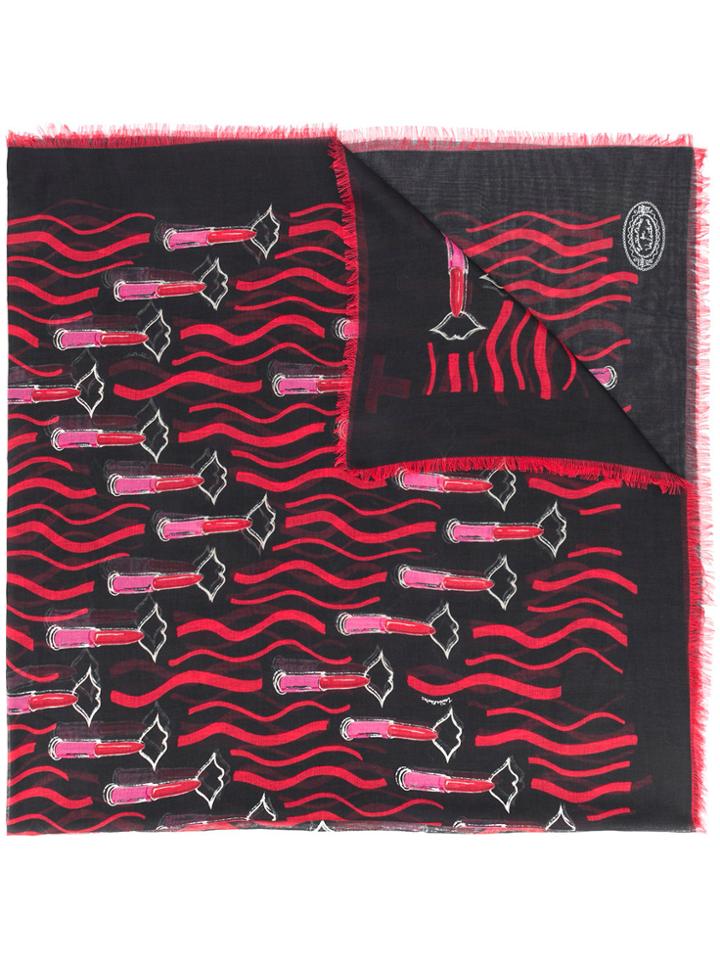 Valentino Lipstick Print Scarf - Black