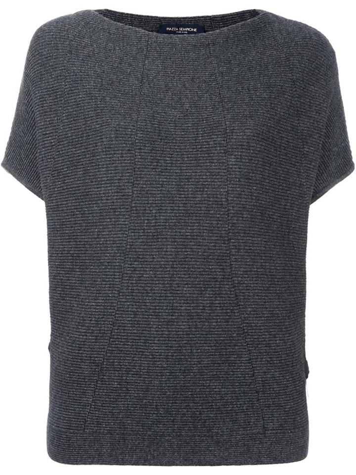 Piazza Sempione Shortsleeved Sweater, Women's, Size: 42, Grey, Silk/cashmere/virgin Wool